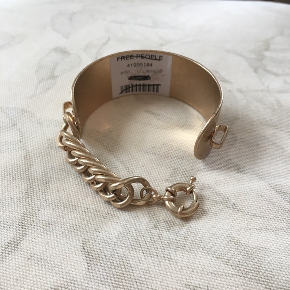 Free People Worn Gold Cuff Bracelet - Picture 6 of 8